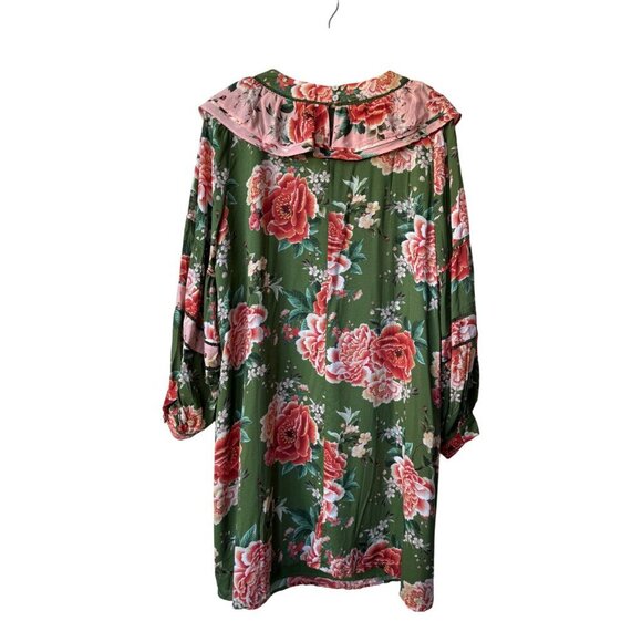 Farm Rio Long Sleeve Green Floral Dress 1X NWT Elinor Tunic Ruffle Short Flowy - Picture 5 of 15